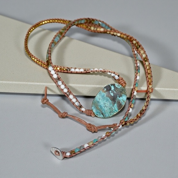 Ocean Jasper Wrap Boho Bracelet - Picture 3 of 3